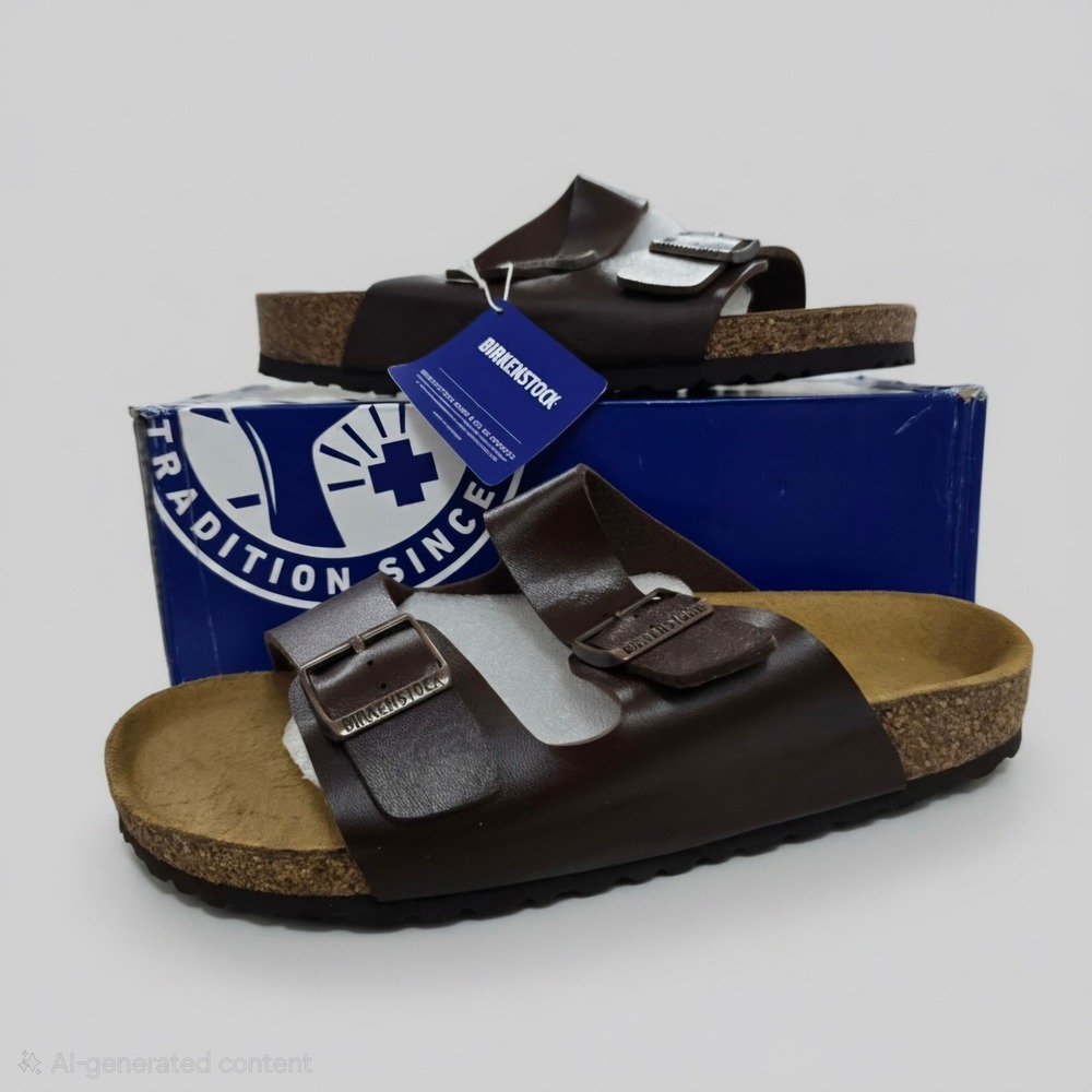 Birkenstock Arizona Dark Brown Birko-Flor Sandals Men 43 M10 L12 Regular Fit NIB